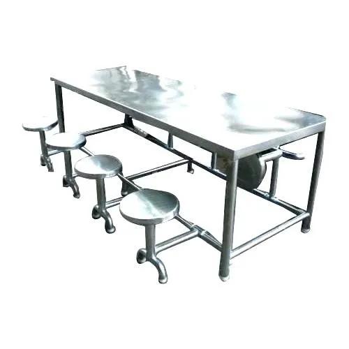SS Canteen Table with Foldable Stool